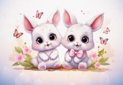 Consalnet Aranyos nyuszik pillangókkal poszter, fotótapéta, Vlies (150 x 105 cm) (C1-15215VX3)