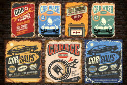 Dimex Vlies Fotótapéta - Retro Vintage Cars Posters - 375x250 cm (MS-5-2141)