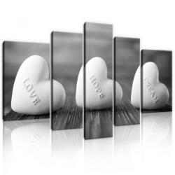 Consalnet Vászonkép, 5 darabos, Szívek felirattal 170x100 cm méretben (C5-11718S4A)