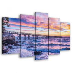 Consalnet Vászonkép 5 darabos, Tengerpart a naplementében 100x60 cm méretben (C5-10514S17)
