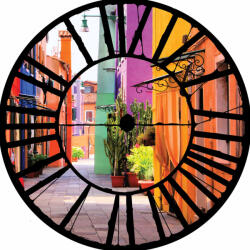 Consalnet Színes házak az óra mögött vlies poszter, fotótapéta 10745VEZ1 /208x208 cm/ (10745-VEZ1)