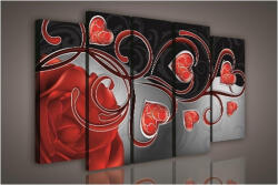 Consalnet Vászonkép, 5 darabos Szív minta 150x100 cm méretben (C5-1092S12)