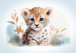 Consalnet Gepárd kölyök babakék háttérrel poszter, fotótapéta Vlies (254 x 184 cm) (C1-15225V4)