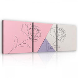 Consalnet Vászonkép 3 darabos, Rózsa körvonal, 3 db 25x25 cm méret (C5-14065S13)