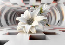 Consalnet Fehér liliom 3D háttérrel poszter, fotótapéta, Vlies (150 x 105 cm) (C1-15456VX3)