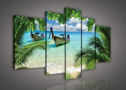 Consalnet Vászonkép, 5 darabos, Csónakok a tengerparton 170x100 cm méretben (C5-162S4A)