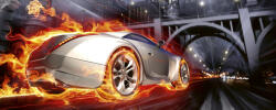 Dimex CAR IN FLAMES fotótapéta, poszter, vlies alapanyag, 375x150 cm (MP-2-0314)