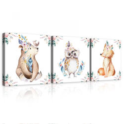 Consalnet Vászonkép 3 darabos, Rajzolt állatok, 3 db 25x25 cm méret (C5-13898S13)