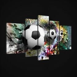 Consalnet Vászonkép, 5 darabos, Focilabdák puzzle alagútban 170x100 cm méretben (C5-20100S4A)