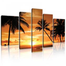 Consalnet Vászonkép, 5 darabos, Pálmafák a naplementében 170x100 cm méretben (C5-20039S4A)