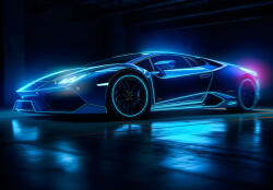 Consalnet Kék neon Lamboghini poszter, fotótapéta (300 x 210 cm) (C1-14644VX6)