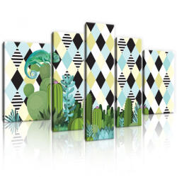 Consalnet Vászonkép, 5 darabos, Kaktuszok és kaméleon 170x100 cm méretben (C5-11086S4A)