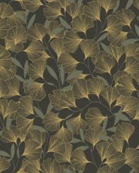 Grandeco Fekete-arany ginkó levél mintás tapéta (Attitude A64402) (A64402)