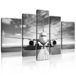 Consalnet Vászonkép, 5 darabos, Repülőgép fekete-fehér 170x100 cm méretben (C5-11386S4A)