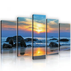 Consalnet Vászonkép 5 darabos, Tengerpart a naplementében 100x60 cm méretben (C5-20381S17)