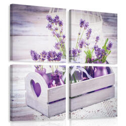 Consalnet Vászonkép 4 darabos, Levendula dobozban 50x50 cm méretben (C5-10975S20)