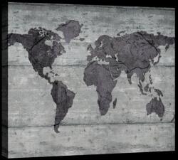 Consalnet Szürke világtérkép, vászonkép, 60x40 cm méretben (C5-20273O4)