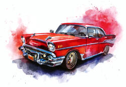 Dimex Vlies Fotótapéta - Illustrated Red Car - 375x250 cm (MS-5-2176)