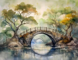 Sverus Fotótapéta Stone Bridge over Peaceful River, 312 x 219 cm (SV-106648821578WM-312X219CM)