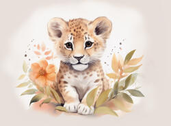 Consalnet Gepárd kölyök levelekkel poszter, fotótapéta, Vlies (300 x 210 cm) (C1-15226VX6)