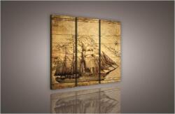 Consalnet Vitorlás hajó, 3 darabos vászonkép, 90x80 cm méretben (C5-145S6)