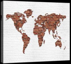 Consalnet Világtérkép téglafalon, vászonkép, 60x40 cm méretben (C5-20268O4)