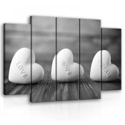 Consalnet Vászonkép, 5 darabos Feliratos szívek 150x100 cm méretben (C5-11718S12)