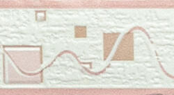 Jász-Iron Beige-barna-halvány rózsaszín hullám -négyzet mintás bordűr (227-078)