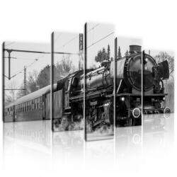 Consalnet Vászonkép, 5 darabos, Gőzmozdony fekete-fehér 170x100 cm méretben (C5-11385S4A)