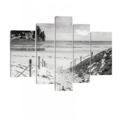 Consalnet Vászonkép, 5 darabos, Tengerpart fekete-fehér 170x100 cm méretben (C5-20065S4A)