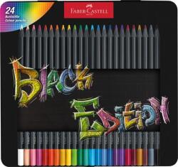 Faber-Castell Színes ceruza készlet, háromszögletű, fémdobozban, FABER-CASTELL Black Edition , 24 különböző szín (116425) - kellekanyagonline