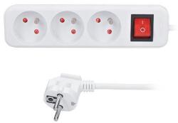Solight Prelungitor Solight 3m, 3 prize, întrerupător, 16A/3680W, PVC, alb (PP12X)