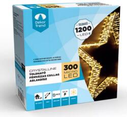 DekorTrend Crystalline toldható fémvázas csillag ablakdísz, 300 micro LED, MELEG FEHÉR, 30 cm átmérő (KAT_501) - kontaktor