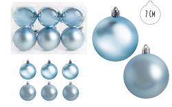 Iris karácsonyi dísz gömb, szettben, pvc dobozban, 6dbos, azúrkék 7 cm (050411) - bestbyte