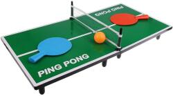 Flippy mini ping-pong asztal, beltéri használatra, anyaga fa, 60 x 10 x 30 cm, 2 labda, hordozható, zöld (125451_INS)