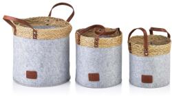Mondex Mondex, 3 darabos tárolókosár készlet, Filc / Ökológiai bőr, 28 / 24 / 20 cm, Többszínű (mondex_002PKL)