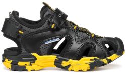 Geox Geox, Borealis textil és műbőr szandál tépőzáras pánttal, Fekete, Sárga, 30 EU (J450RC014BUC0054-30)