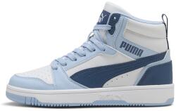 PUMA Puma, Rebound V6 műbőr sneaker, Fehér, Világoskék, Olajkék, 38.5 EU (393831-32-5.5)