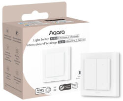 Aqara Light Switch H2 EU - négy gombos, két áramkörös villanykapcsoló, fehér / szürke, Bluetooth, Zigbee, Thread (WS-K08D) (WS-K08D)