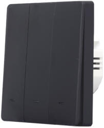 SmartWise B63 UNI Wi-Fi + eWeLink-Remote, 3 áramkörös, gombos villanykapcsoló, fekete