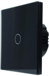 SmartWise T61 UNI Zigbee 3.0 + RF, 1 áramkörös érintőkapcsoló, fekete üveg előlappal (T6 UNI 1-GANG Zigbee+RF433)