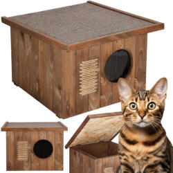 Dechland lapostetős hőszigetelt Macskaház felnyitható tetővel - dió (CH001 BR)