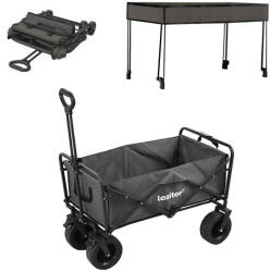 Leziter Összecsukható prémium kerti strandkocsi tetővel szürke (LSZKTE088-GRE) - pepita