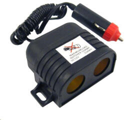 Carcommerce Dupla szivargyújtó elosztó göndör zsinórral 12V (CC42300)