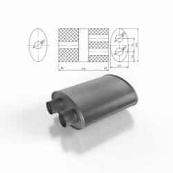 Polmostrow Polmo univerzális kipufogó dob, Ovál 220x120x330mm (K00-08ALU-POL)