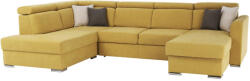 Tempo Luxus kivitelű ülőgarnitúra, sárga/barna párnák, balos, MARIETA U