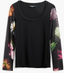 Desigual DESIGUAL, Blúz virágmintás hálós ujjakkal, Zöld, Fekete, Rózsaszín, L (25SWTK93-2000-L)
