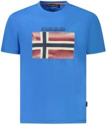 Napapijri férfi pamut póló, logóval, normál szabású, világoskék, XL (NP0A4IE5SLARISS_BLB2W_XL)