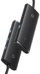 Baseus LITE USB HUB 4in1 (aktív, 4 USB aljzat 3.0, Type-C kábel, 100cm) FEKETE