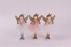 Iris textil angyal álló, flitteres ruhában, 17 cm (061554)